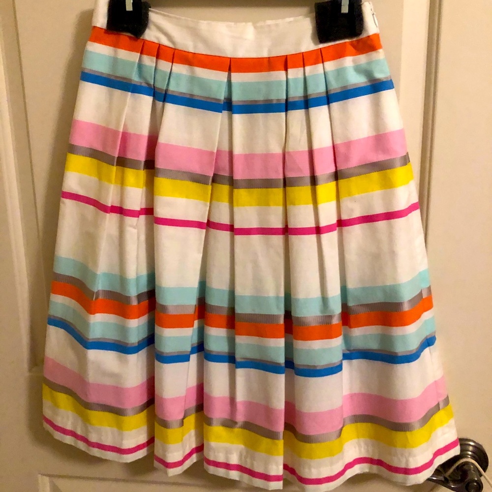 Kate Spade ribbon cape rainbow stripe pleat skirt